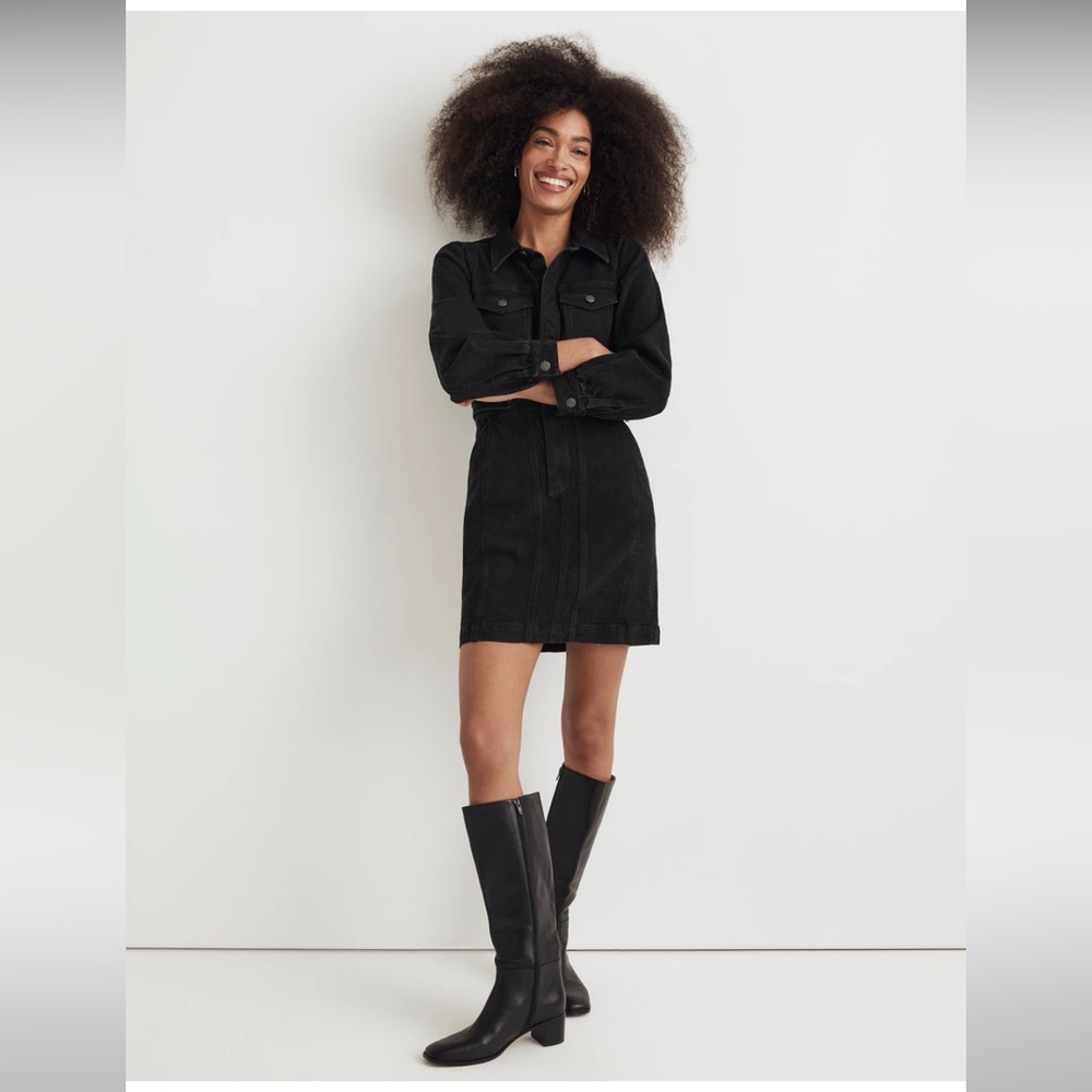 Madewell black denim mini dress nwt